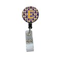 Carolines Treasures Letter E Football Purple and Gold Retractable Badge Reel CJ1064-EBR